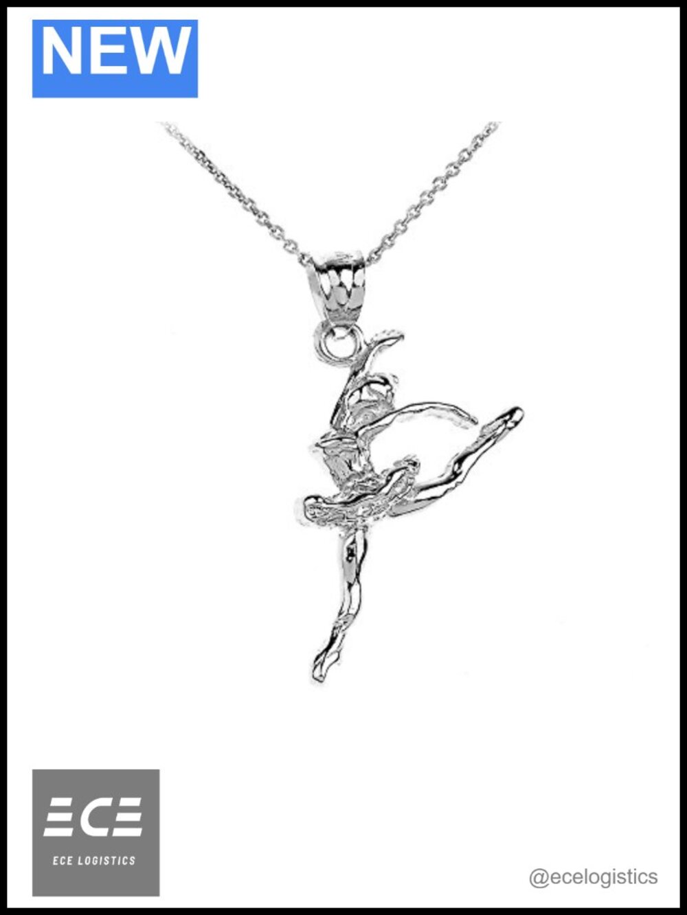 925 Sterling Silver Ballet Dancer Charm Pendant Necklace 16"
